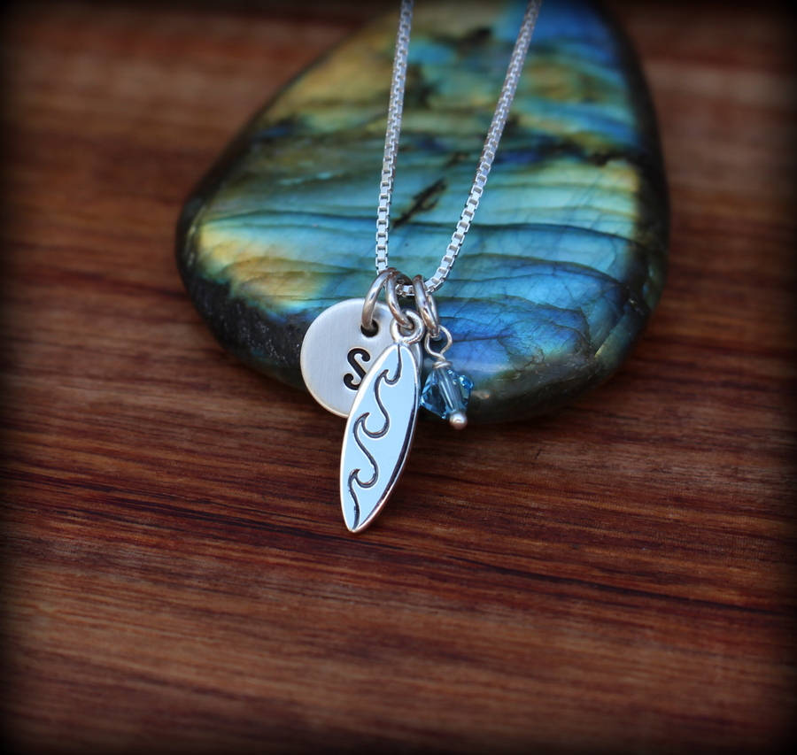 Surfer girl necklace surfing jewelry