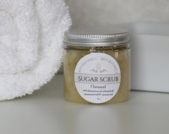 OATMEAL SUGAR SCRUB, Exfoliating Body Scrub, Beesbotanics, Anti Cellulite Treatment With Abyssinian Oil, Body Polish, For Valentine's Day