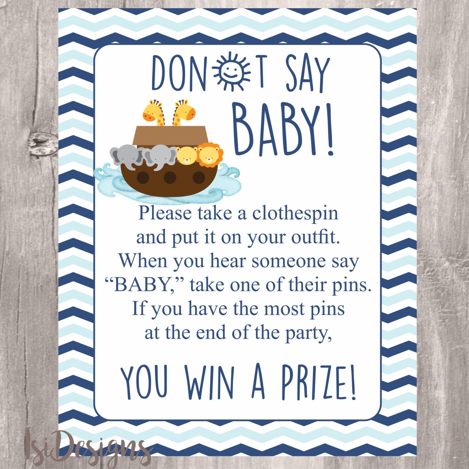 Don't Say Baby Sign Baby Shower Game Printable