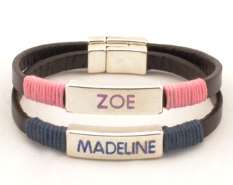 custom name bracelet, personalized jewelry, colorful name engraved bracelet, sweet 16 bracelet, gifts for mom, gifts for teens, women gifts