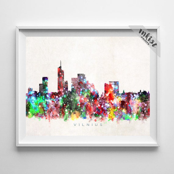 Vilnius Skyline Print Lithuania Print Vilnius Poster