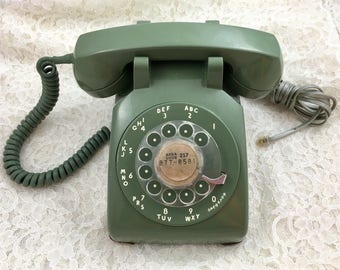 Vintage Green Working Rotary Dial Desk Phone Retro Green Rotary Dial Table Phone Mid Century Office Phone Photo Movie Prop