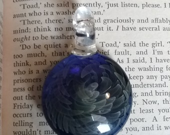 Chunky Cobalt Fumed Pendant / Heady Glass Pendant / Heady Glass Fume Pendant / Cobalt Glass Pendant / Fume Swirl Pendant / OOAK Hippie Glass