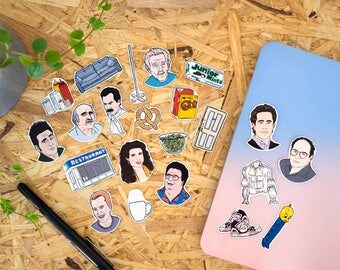 Seinfeld Stickers & Magnets // vinyl stickers, fridge magnets, larry david, george costanza