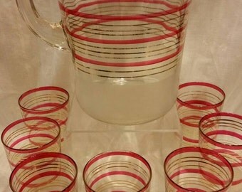 Vintage pitcher and glass set