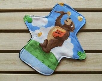 Reusable Mini Panty Liner Honey Bear Print Cotton Bamboo Fleece Cloth Sanitary Pad