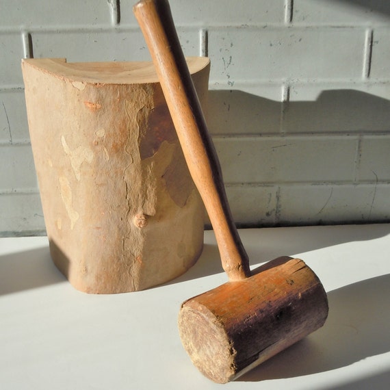 Vintage Wooden Mallet / Used and Sturdy