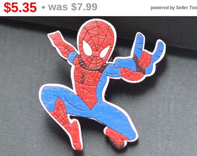 Spider-Man // Wooden brooch is covered with ECO paint // Laser Cut // 2016 Best Trends // Fresh Gifts // Swag Style //