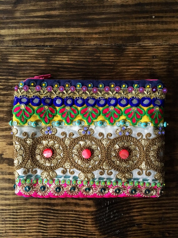 Embellished Bohemian Clutch. Boho Clutch.