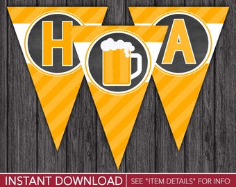 Cheers and Beers Happy Birthday Banner - Printable Digital File - INSTANT DOWNLOAD