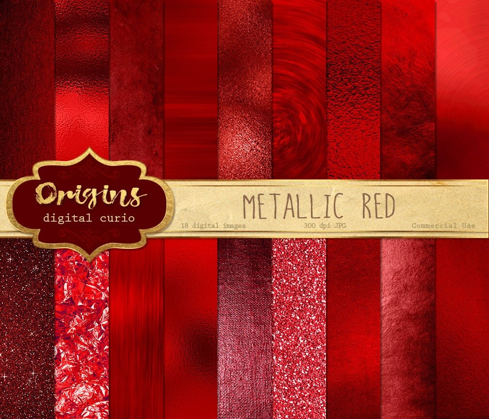 Metallic Red Textures Digital Paper glitter foil