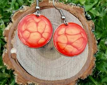 Hand painted round dangle earrings
