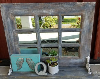 Window pane mirror | Etsy - Sale Rustic HORIZONTAL Farmhouse Window Mirror/ Window Pane Mirror/Shabby  Chic Mirror shelf/ Large Wall Mirror/ Vintage Style/antique style