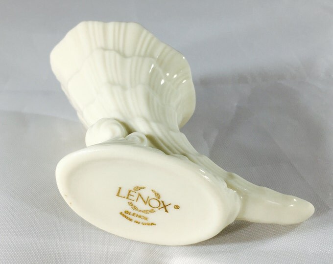 Storewide 25% Off SALE Vintage Lenox White Porcelain Petite Cornucopia Vase Featuring Gold Painted Trim Design