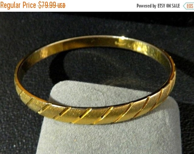 Storewide 25% Off SALE Beautiful Vintage Textured Relief Gold Tone Designer Cuff Bracelet Featuring Lovely Chris Cross Monogrammed Design