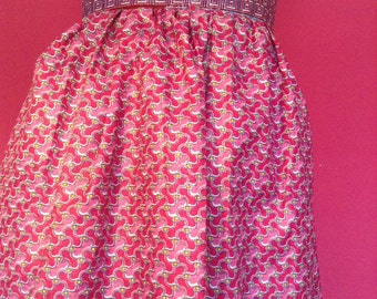African Print skirt long pink printed Long Skirt small