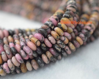 15.5" 6x3mm Natural rhodonite rondelle beads, Natural black line rhodonite disc beads,rhodonite roundel beads 6x3mm