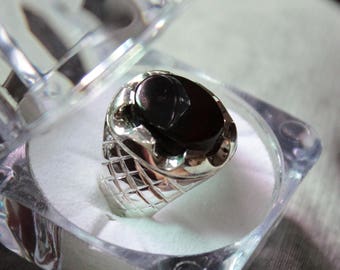 Yemeni aqeeq ring shefat al abd habshi blood color under light Real Silver