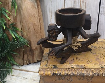 Wooden Candle Holder, Aztec, Tribal, african art, african decor, gifts, Afro art, africa, afrocentric decor
