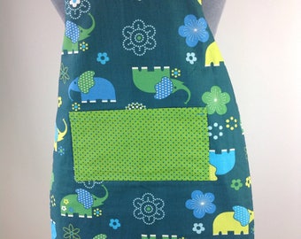 Reversible apron. Kids apron. Elephant apron
