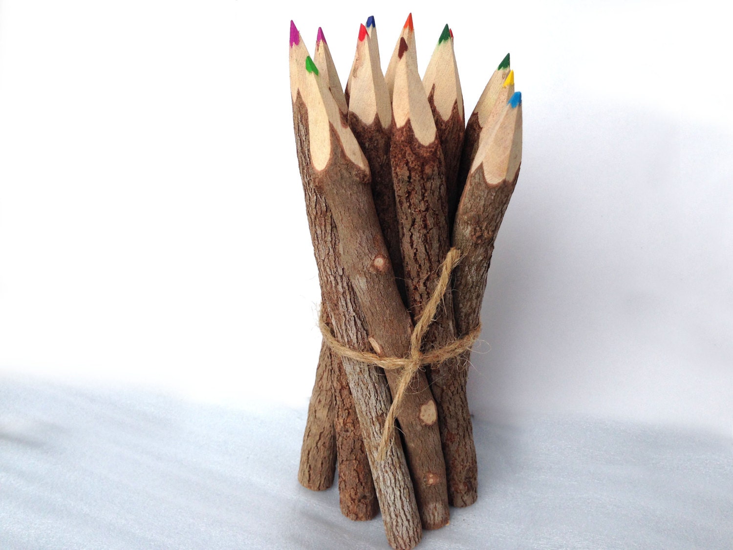 7 inch Rustic Twig Colored Pencils Set Tree Branch Wood