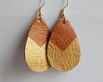 Leather Drop Painted Festival Earrings Ready to ship