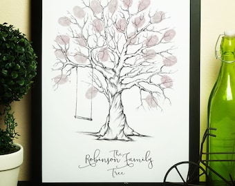 personalised family fingerprint tree, family tree fingerprint, fingerprint tree, family tree, customised family tree print, thumbprint tree