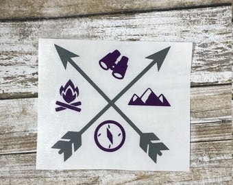 Adventure Decal/ hiking decal / adventure sticker / monogram decal / traveling decal / camping decal / mountain decal / mountain sticker