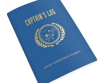 Star Trek Captains Log A5 & A6 notebook, Trekkie Fan Notebook Stocking Filler, Captain Kirk Journal, Fun Star Trek Movie Quote Journal