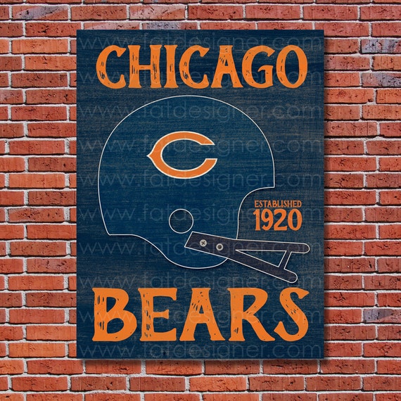 Chicago Bears Vintage Helmet Art Print Perfect for