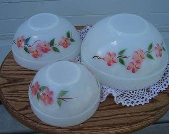 Fire King "Peach Blossom" mixing bowls