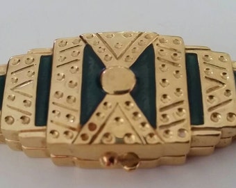Estee Lauder Private Collection Solid Perfume Compact circa 1988 green and gold rare collectible