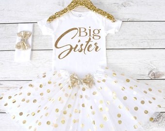 Big Sister Outfit. Big Sister Shirt. Big Sister. Big Sister Tutu Outfit. S43. PGA (WHITE)