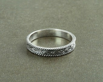 Celtic Band Ring, Sterling Silver 925, Celtic Ring, Entwined Braided Ring, Hipster Ring, wedding band, Original wedding Ring, Engraved Band