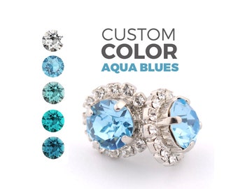 Wedding earrings - bridesmaid earrings - aquamarine stud earrings