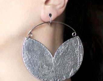 Large earrings Clipon earrings Hoop dangles Big jewelry Clip dangles Silver hoops Screw back earrings Screw on earrings Statement earrings