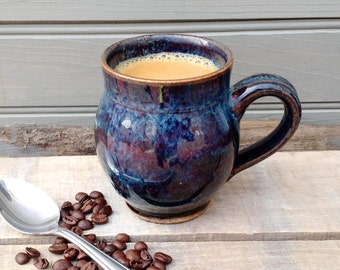 Large Blue Mug, Handmade Ceramic, Ready to Ship