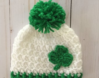 Crochet Shamrock hat, St Patricks Day hat, St Patrick's day baby, st patty's day hat, Irish baby gift, irish baby hat