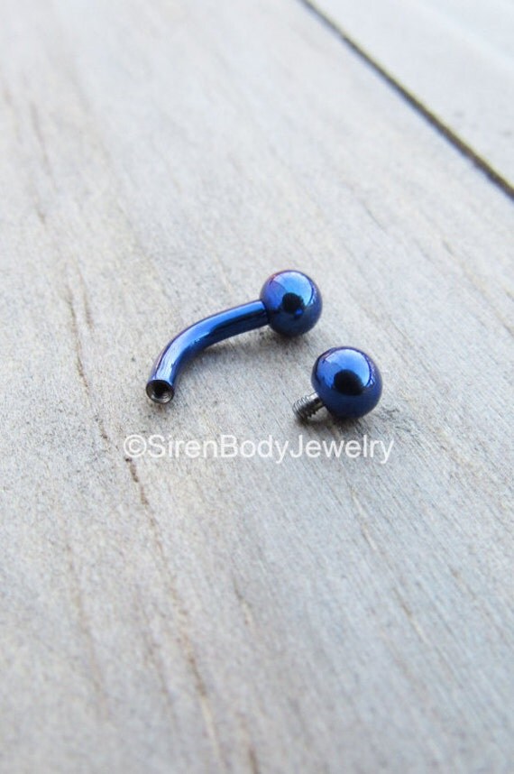 14g Titanium curved barbell 5/16 vibrant blue anodized