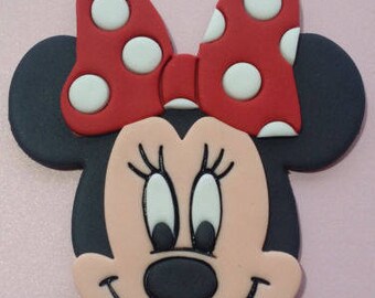 Red bow Minnie mouse cake topper