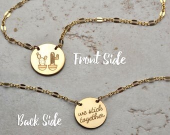 Cactus necklace, best friend necklace, little sis, big sis, little sister necklace, big sister necklace, gold necklace, silver necklace