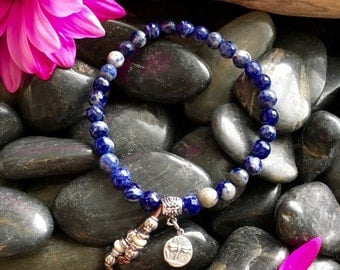 Lucid Bracelet | Women's Mala Bracelet | Wrist Mala | Yoga Beads | Healing Jewelry | Sodalite | Reiki Infused Gemstones | Peace | Harmony