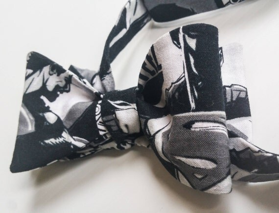 Man of Steel Dark Knight Superman Batman Self Tie Bow Tie Adjustable DC Comics