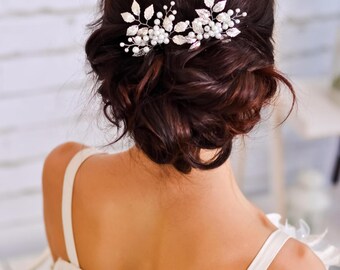 Wedding hair piece Bridal hair pin Wedding hair clip Bridal hair comb Silver hair pin Bridal hair accessories Set 2 Bobby pins Leaf hair pin