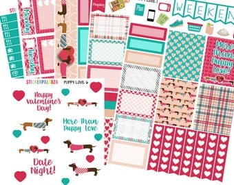 Anniversary Weekly Kit, Honeymoon Planner Stickers, Dachshund Planner Sticker Kit