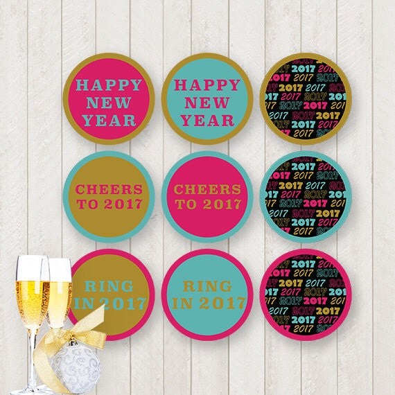 SALE New Year Cupcake TOPPERS Printable Party Supplies by Siskale