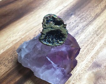Druzy Ring Aura Quartz Ring Geode Ring Druzy Ring Gift For Her Gemstone Ring Crystal Ring Adjustable Ring Womens Ring Womens Jewellery