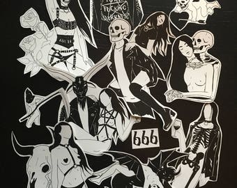 Total Darkness Stickers / Punk Goth Occult Fetish Death Satan Baphomet Bondage / Sticker Pack