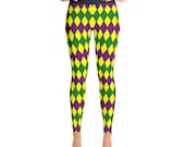 Two Tone Jester Cosplay Leggings Adult Metallic Blue Red Skin Tight