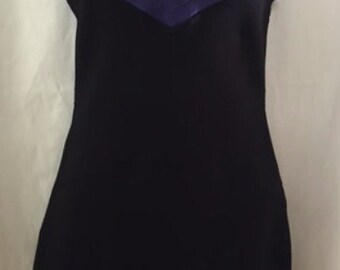 1990s Purple & Black Dress by ABS in Size Small with Straps